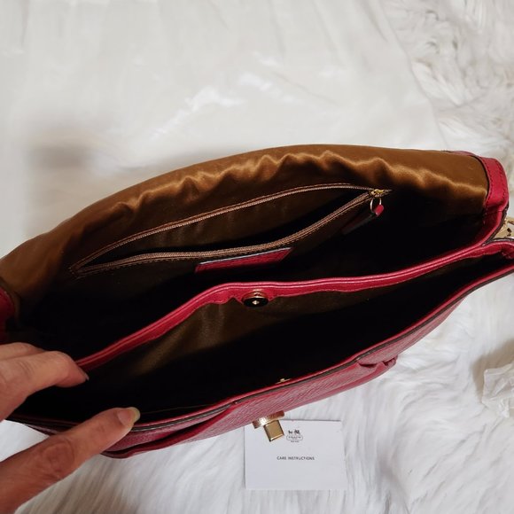 LIKE NEW "COACH" MADISON RED LEATHER SHOULDER FLAP BAG - Picture 8 of 16
